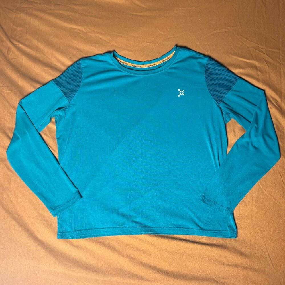 Orange Theory Long Sleeve with Mesh Cut Out Teal Medium